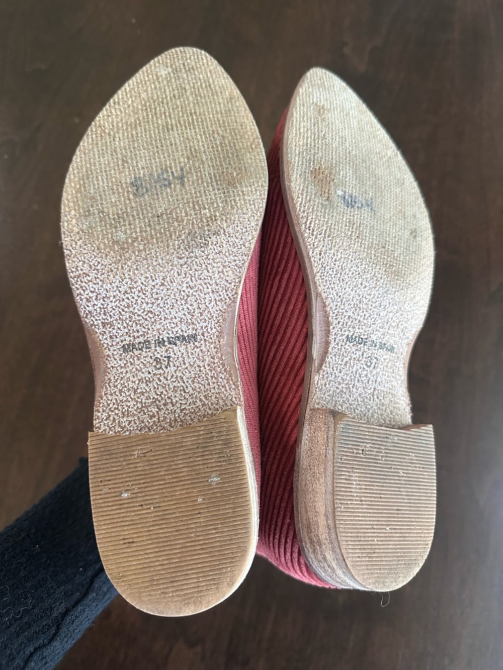 Free People Royale Corduroy Cutout Ankle Flats Rust Red 37 7 Flawless - Picture 6 of 7